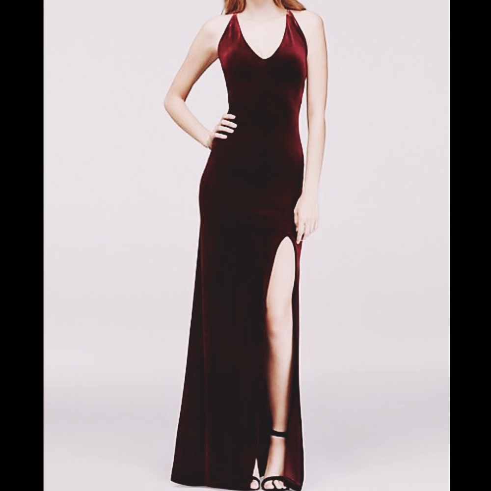 Teeze Me • Wine Velvet Bridesmaid Prom Dress